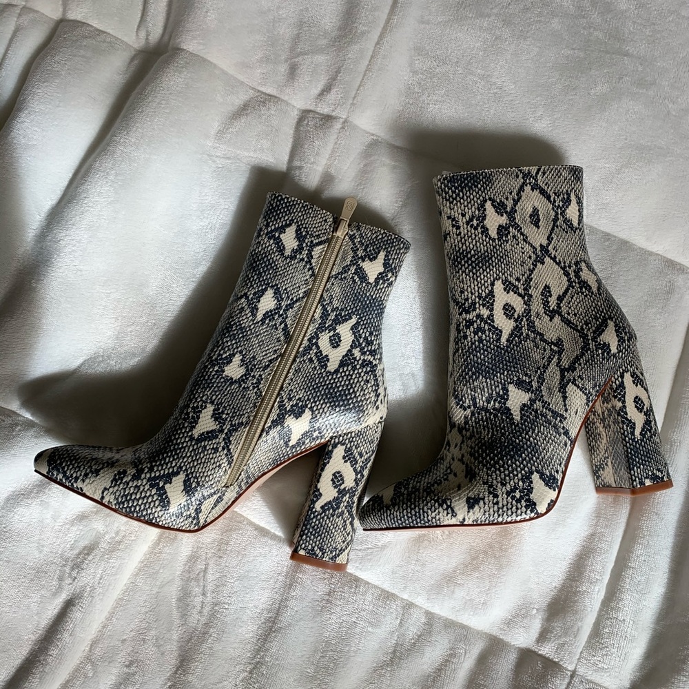 Snake print booties
